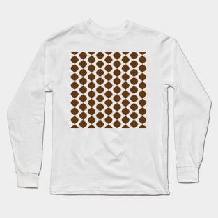 Mid Century Modern Retro 60s Waves Pattern  (Darker Warm Brown) Long Sleeve T-Shirt